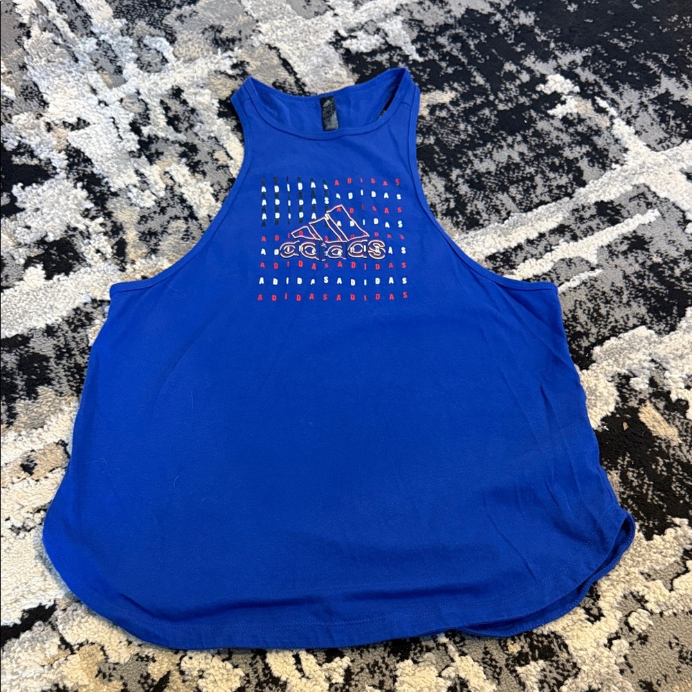 adidas Royal Blue Graphic High-Neck Tank Top